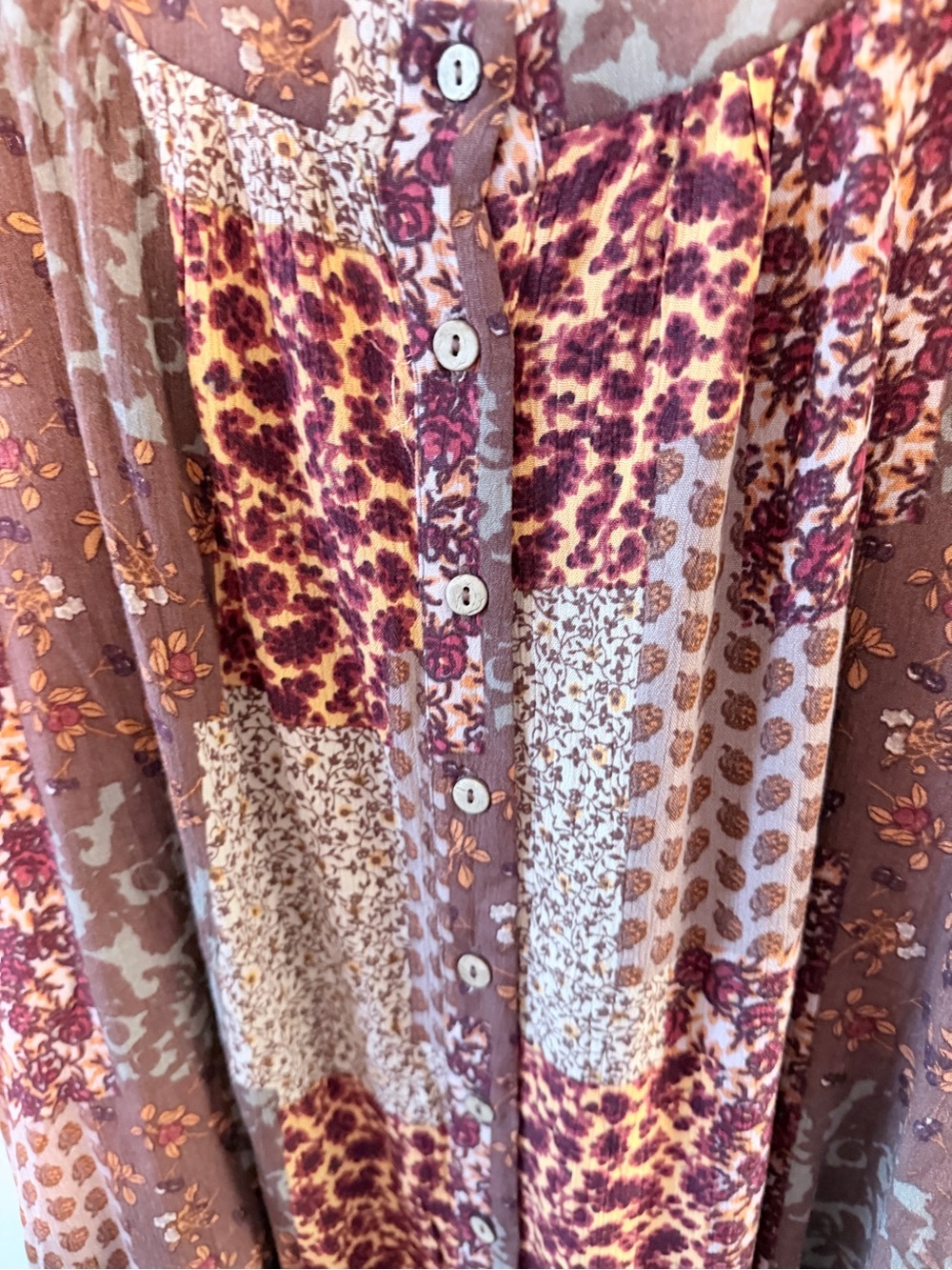 easel Brown and Burgundy Patchwork Mini Dress - Picture 8 of 15